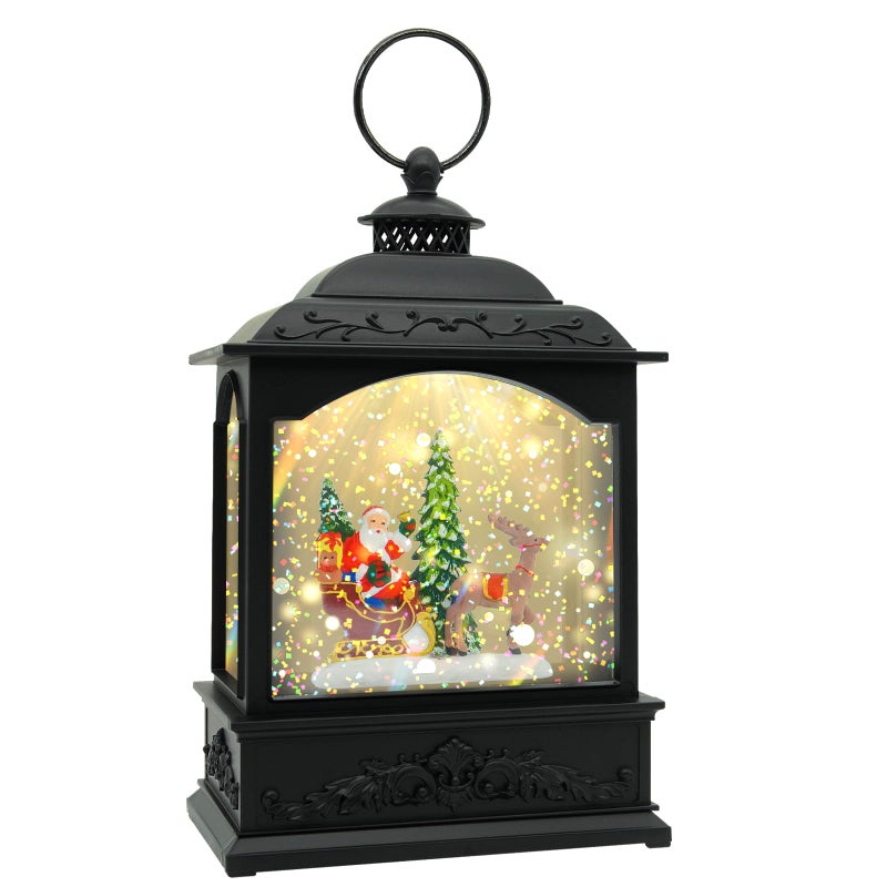 AOMIL Christmas Snow Globes Lantern  Christmas Lantern with Music & Timer  Christmas Santa Snow Globe Decoration Lantern  Battery Operated LED Glittering Globe Decoration Santa Fall Decorations for Home - Image 1